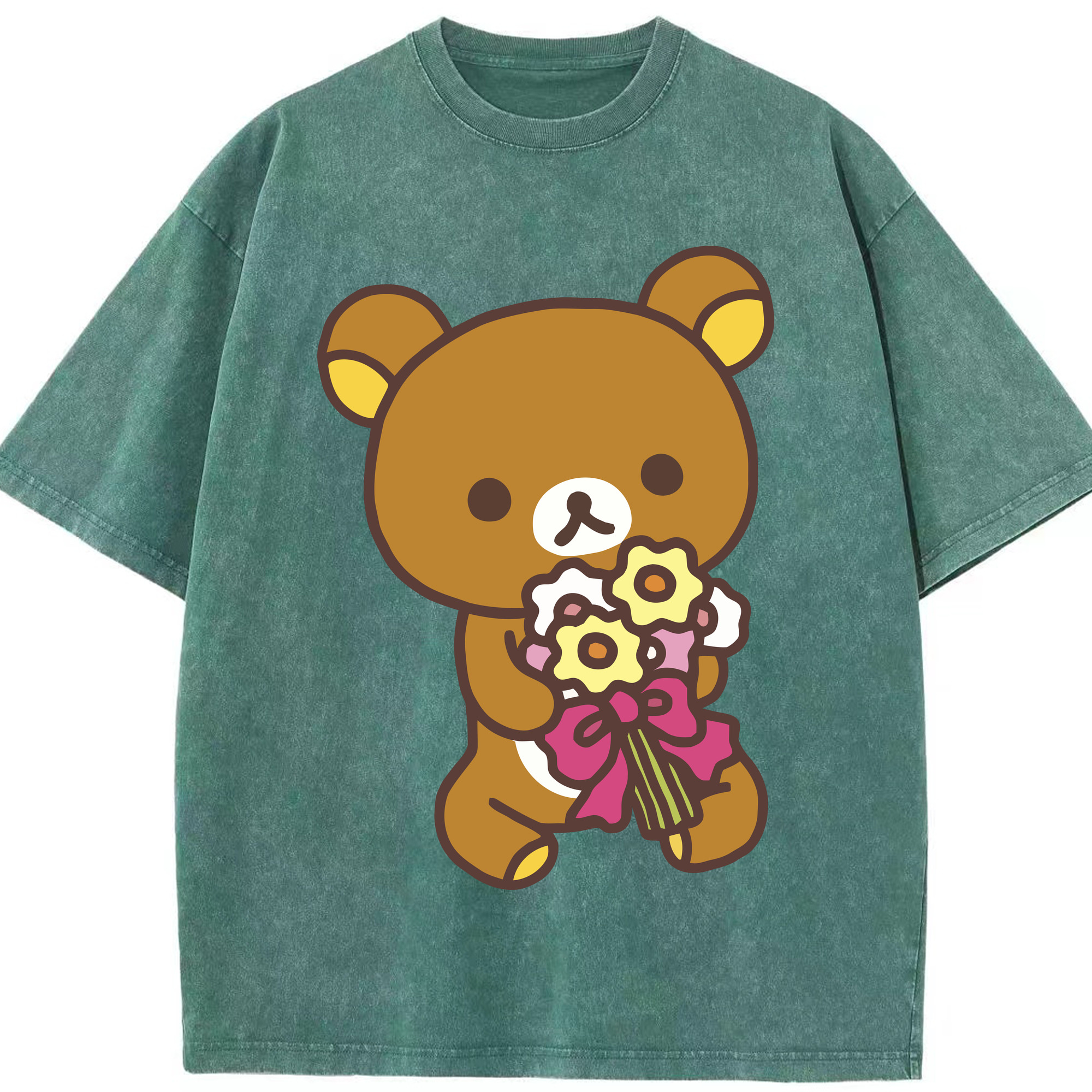 （画像用） リラックマ リラックマ キイロイトリ Rilakkuma Korilakkuma Kiiroitori 綿100% ヴィンテージ風 半袖Tシャツ（フロントプリント）